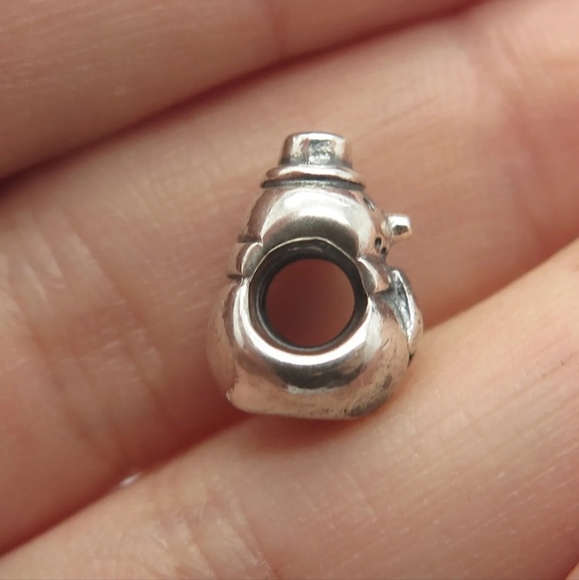 PANDORA 925 Sterling Silver Retired Snowman Bead Charm 790374 Winter Christmas ⛄ - Picture 3 of 6